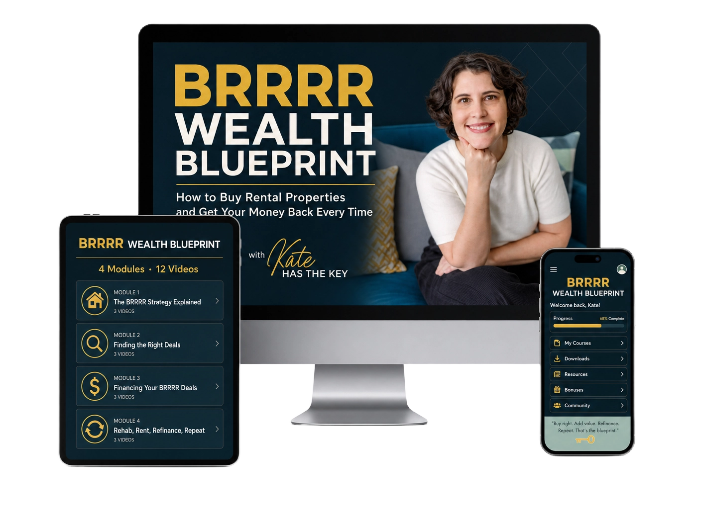 BRRRR Wealth Blueprint — course on desktop, tablet, and mobile